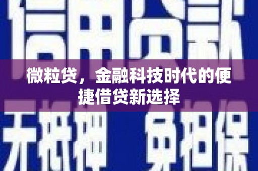 吉县微粒贷，金融科技时代的便捷借贷新选择